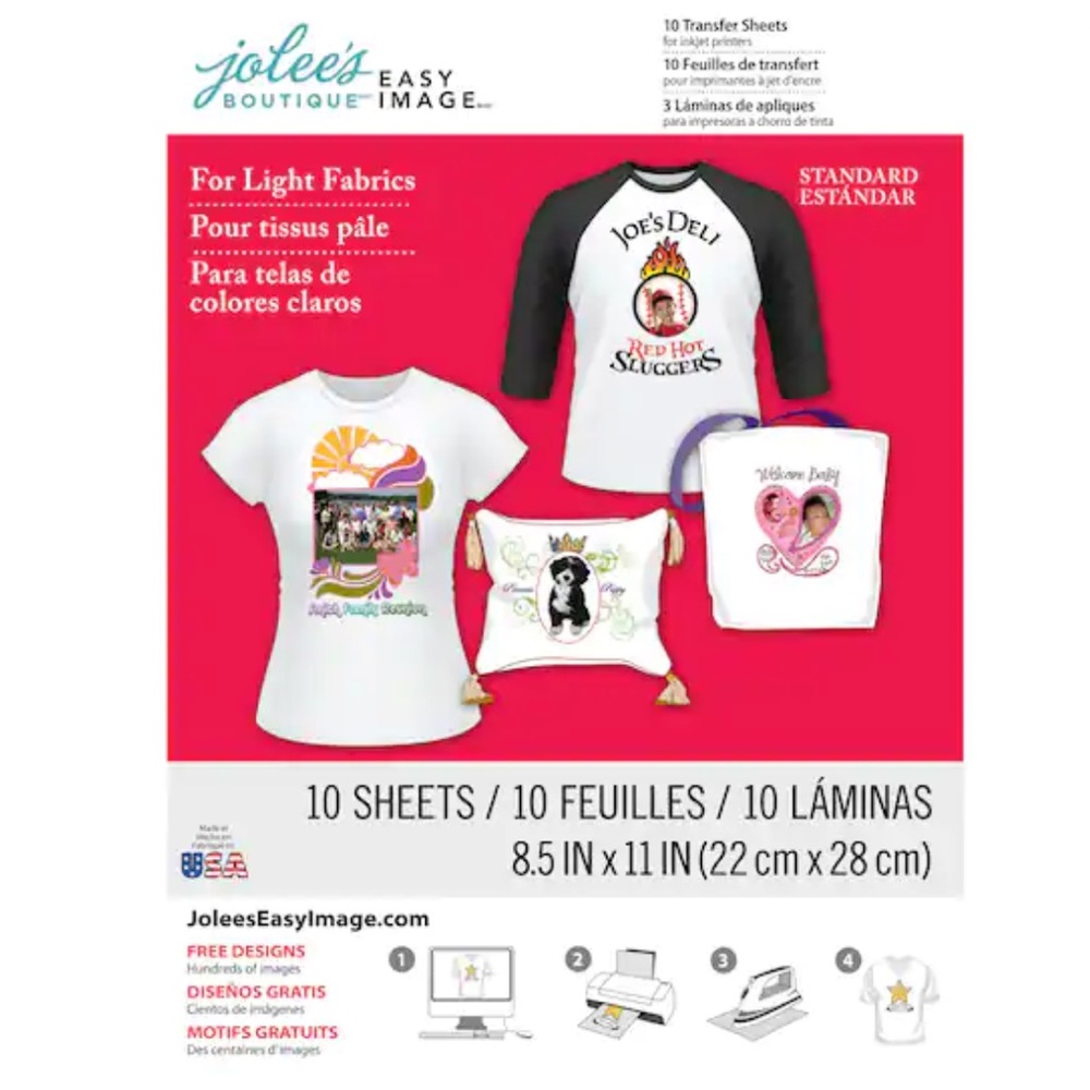 Jolee's Boutique Iron-on Transfer Paper for White Fabric 10 Sheet Package 8.5x11